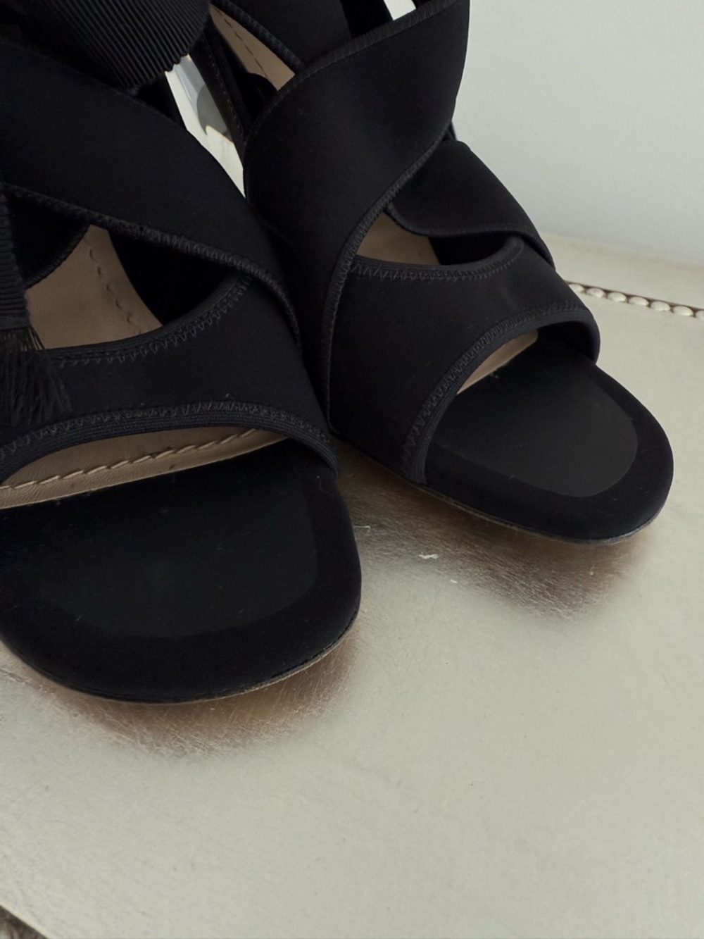 Dior Black Fabric Etoile Wedge Sandals - Picture 5 of 5